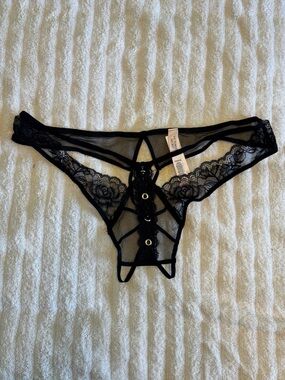 Victoria's Secret Black Lace Strappy Thong Panty